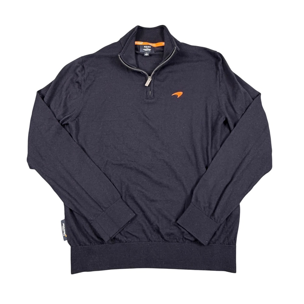 Reiss McLaren Formula 1 Team Quarter Zip Pullover Mens XL Black Wool F1 Racing